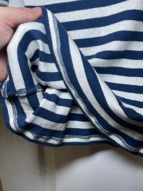 Y2K Vintage Abercrombie & Fitch Women’s Blue & White Striped Henley Size Large - Picture 11 of 16